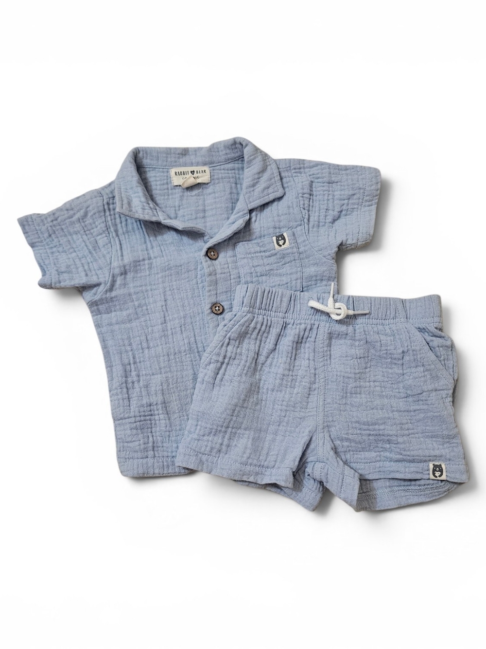Barely There Blue Gauze Kids Matching Set - Shirt & Shorts